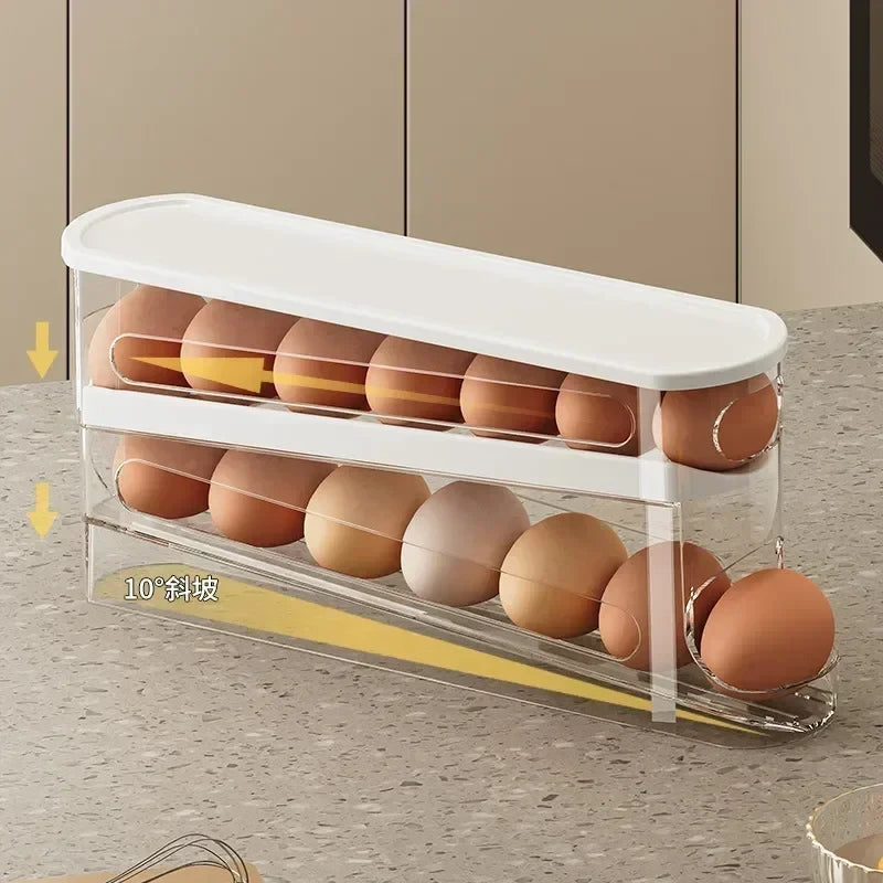 Bilayer Rolling Egg Storage Dispenser