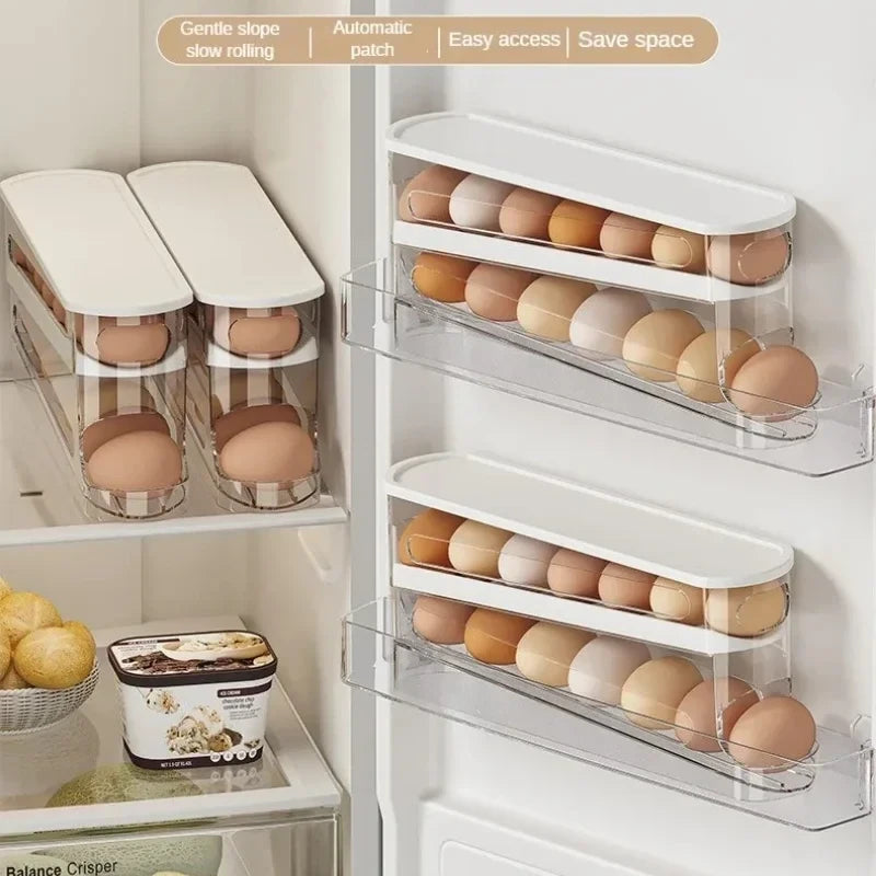 Bilayer Rolling Egg Storage Dispenser
