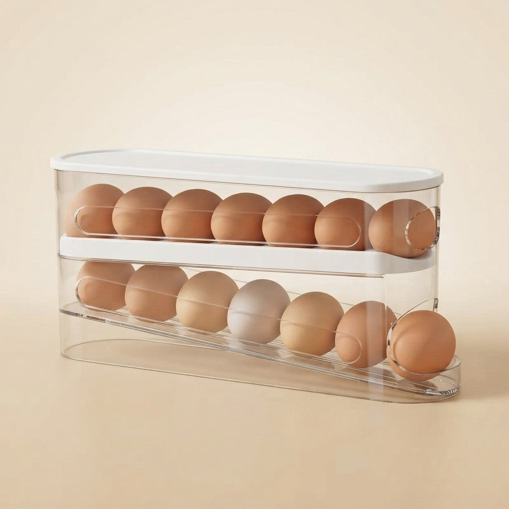 Bilayer Rolling Egg Storage Dispenser